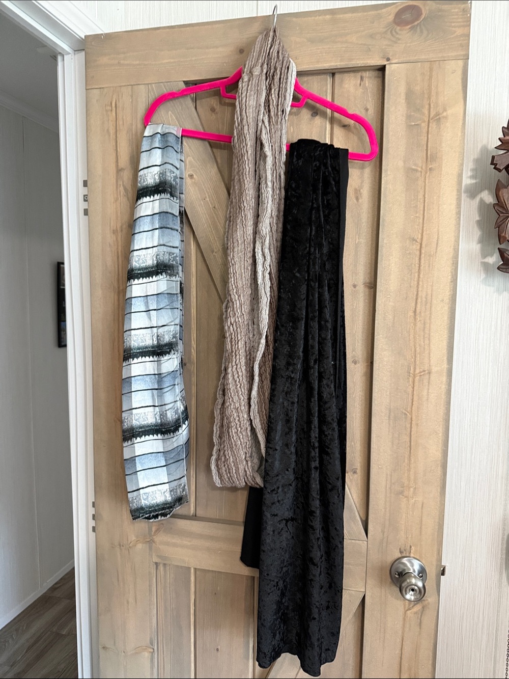 Old Navy Taupe, Black and Light Blue Patterned Scarves Set